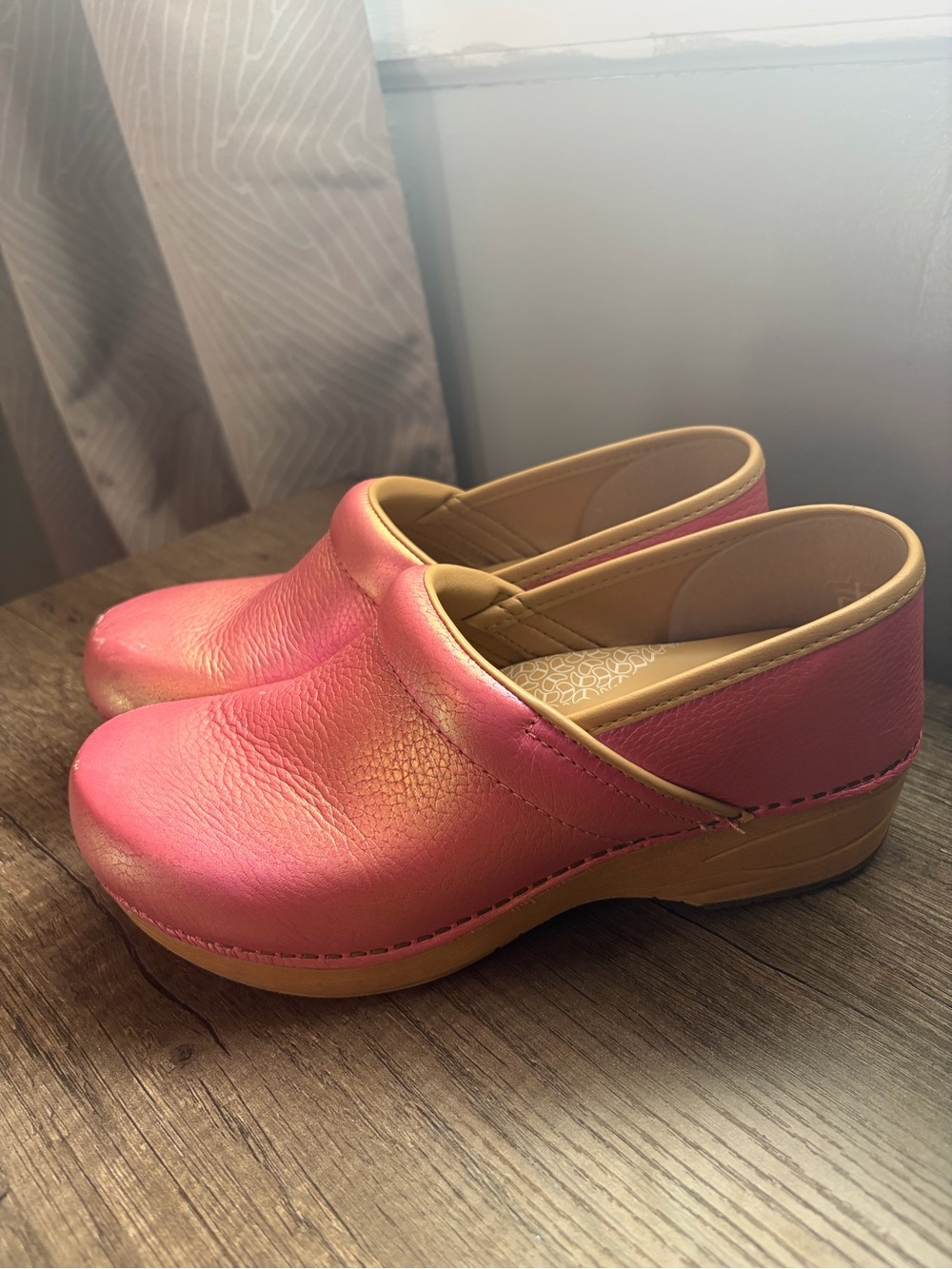 Dansko Pink Leather Clogs